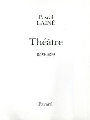 cover image of Théâtre 1993-1999